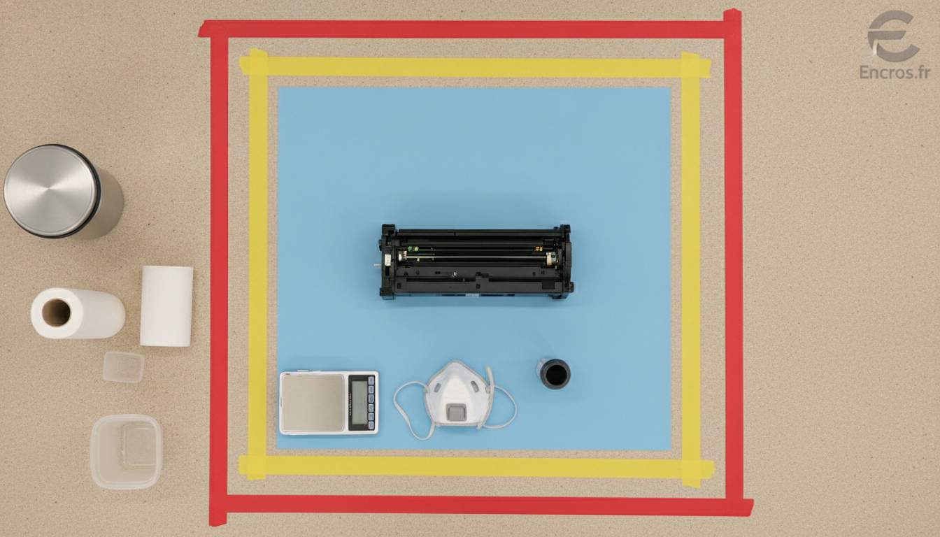 Une liste de points à clarifier, des outils visibles et un cadre lisible sur une table